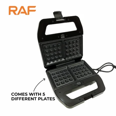 RAF 5 in 1 Sandwich Maker, Waffle Maker, Panini Grill, Doughnut, Patterned Sandwich R.555