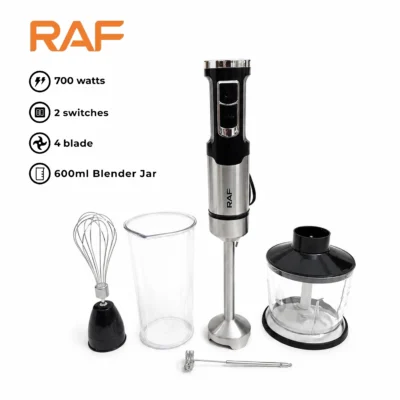 Hand Blender 5-in-1 R.2025 – 700W with Chopper, Whisk & Milk Frother (600ml Jar)